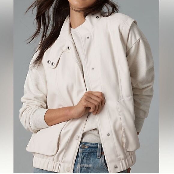 Pilcro Jackets & Blazers - NEW Pilcro Faux-Leather Biker Vest Medium Edgy Baddie